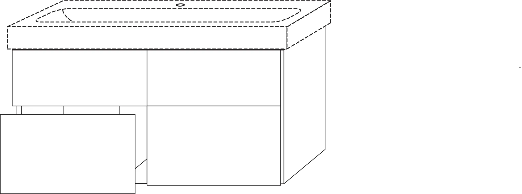 Waschtischunterbau mit Auszügen 3way (BS655) 593x1150x462 Schwarz-Matt