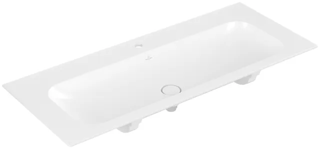 Villeroy & Boch Schrankwaschtisch aus TitanCeram „Finion“ 1200 × 500 × 160 mm, mit Hahnlochbohrung, Hahnlochposition mittig in Stone White, mit CeramicPlus Villeroy & Boch Schrankwaschtisch aus TitanCeram „Finion“ 1200 × 500 × 160 mm, mit Hahnlochbohrung, Hahnlochposition mittig in Stone White, mit CeramicPlus