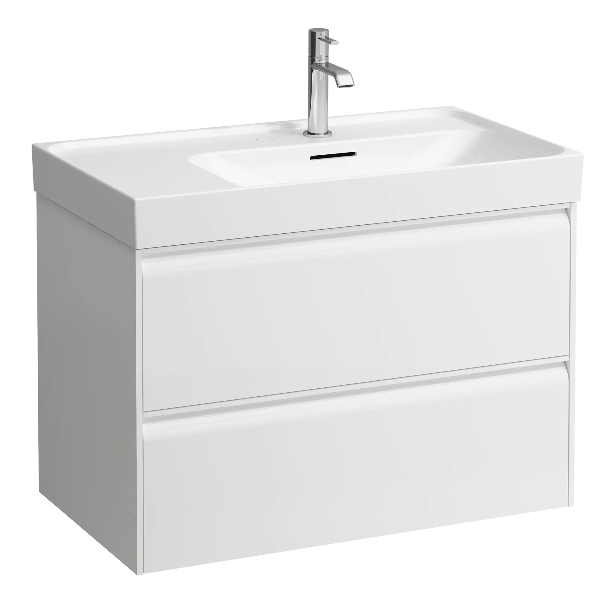 Waschtischunterbau, MEDA, 448x784x515, mit 2 Schubladen, 1 Ordnungssystem, integrierte Griffleiste, Vollauszug und Soft-Close, für Waschtisch MEDA H817115 (80 cm), weiß matt Waschtischunterbau, MEDA, 448x784x515, mit 2 Schubladen, 1 Ordnungssystem, integrierte Griffleiste, Vollauszug und Soft-Close, für Waschtisch MEDA H817115 (80 cm), weiß matt