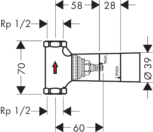 Hansgrohe Ventile, Grundkörper 52 l/min für Abstellventil Unterputz Spindel DN15 Hansgrohe Ventile, Grundkörper 52 l/min für Abstellventil Unterputz Spindel DN15