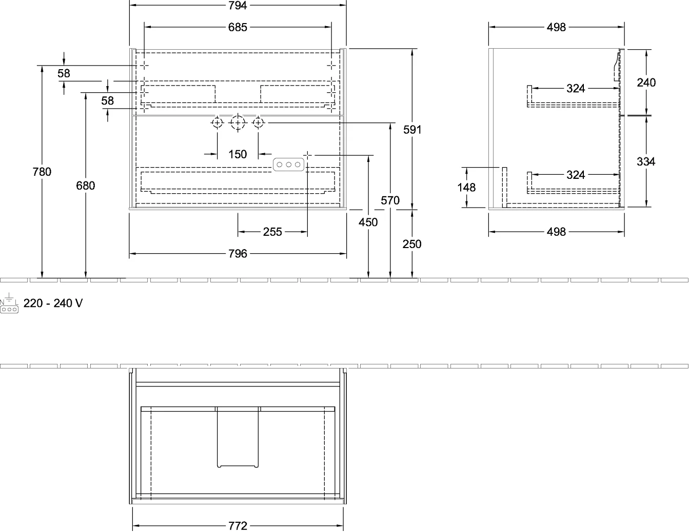 Villeroy & Boch Finion Waschbeckenunterschrank G01 796x591x498mm Villeroy & Boch Finion Waschbeckenunterschrank G01 796x591x498mm