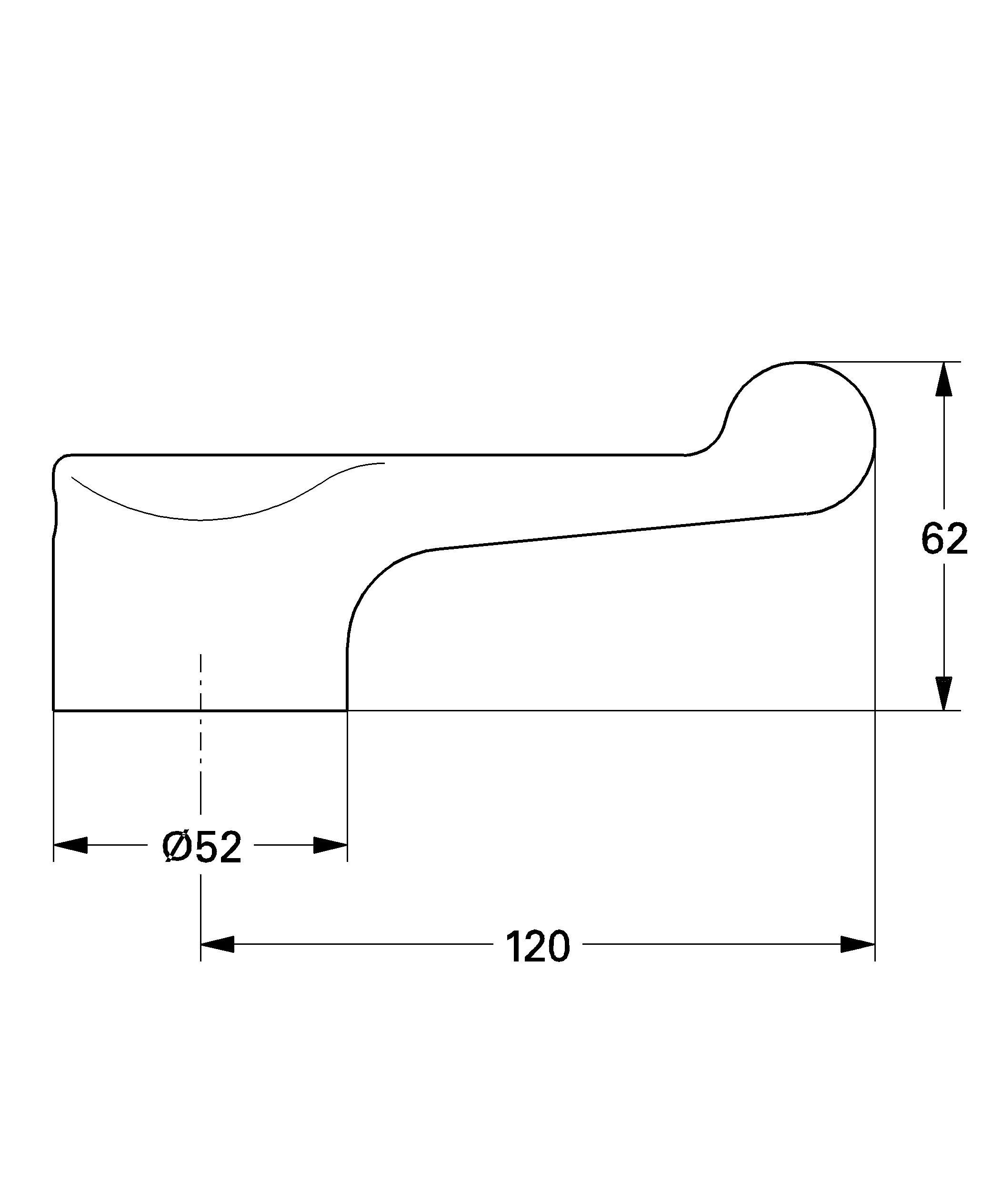 Hebel 46279, 120 mm, für Euroeco Spezial, chrom