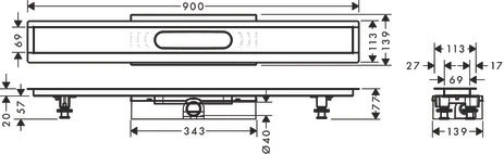 Komplettset uBox universal für flache Installat.900mm für DR FS