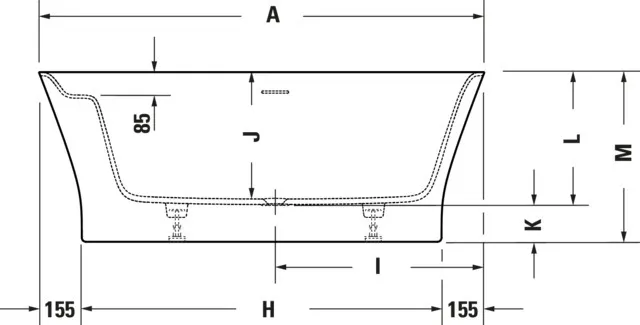 Duravit Badewanne „Cape Cod“ freistehend oval 185,5 × 88,5 cm