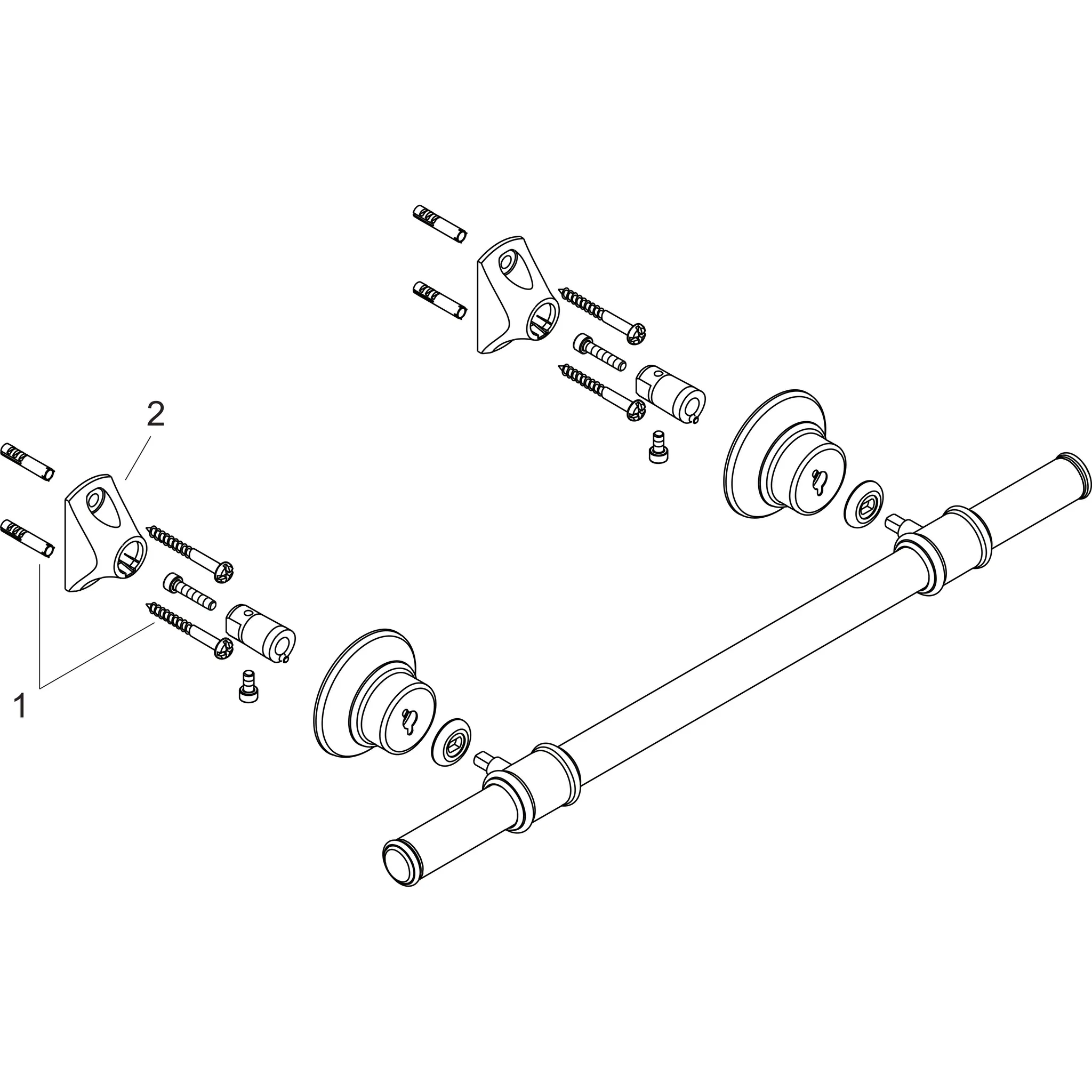 Hansgrohe AXOR Montreux Haltestange, Chrom, Wandmontage Hansgrohe AXOR Montreux Haltestange, Chrom, Wandmontage
