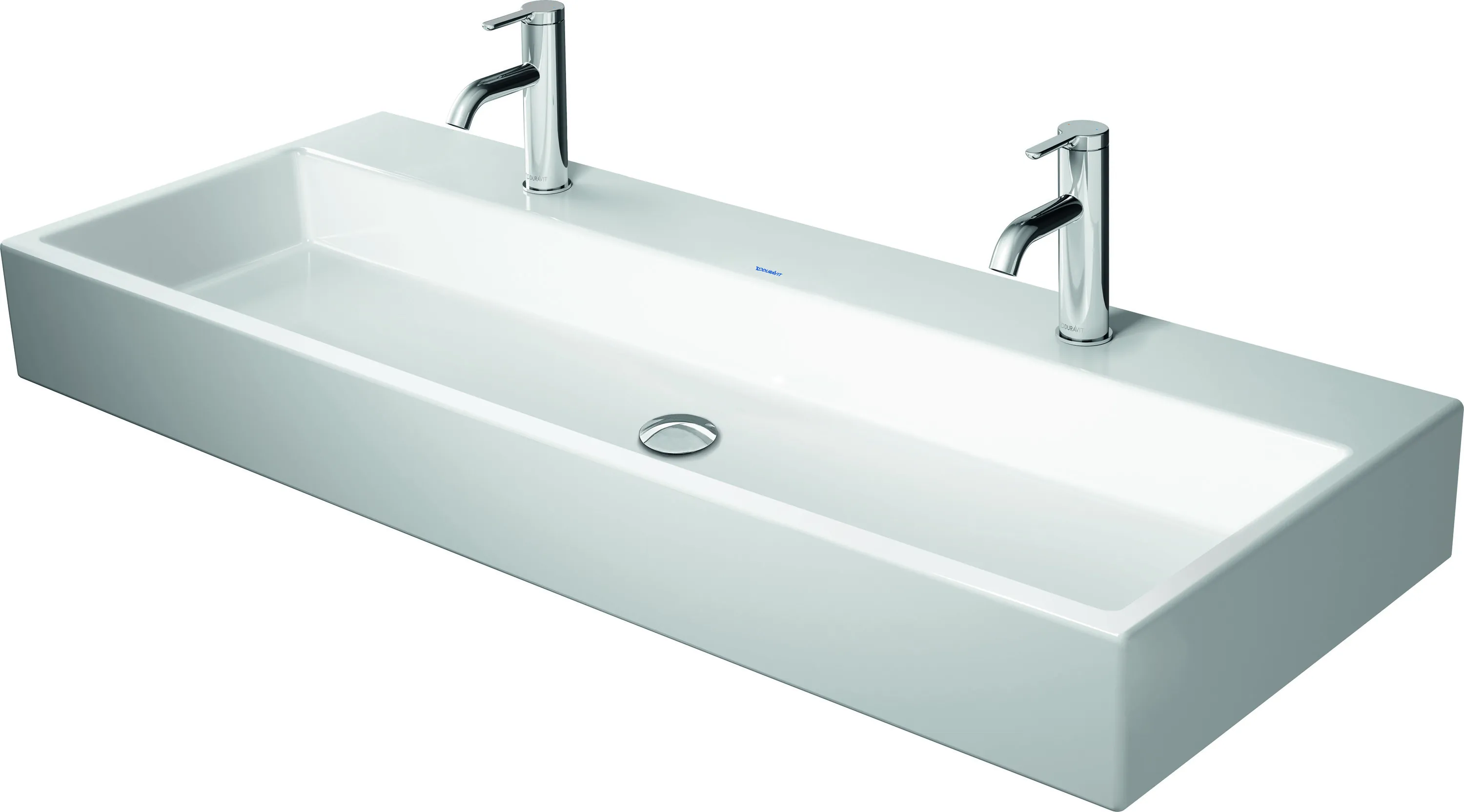 Duravit Waschtisch Vero Air, weiß Hochglanz, 1200 mm, 1 Becken, 2 Waschplätze, Hahnlochbank, geschliffene Unterseite