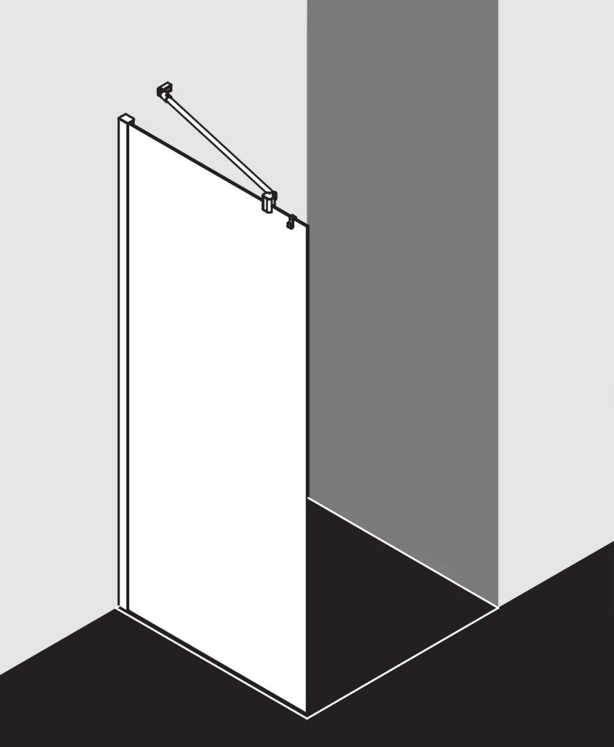 Kermi Duschdesign MENA WALK-IN Wall, ME TWG, 2000 mm H, 900 mm Breite, Schwarz Soft RAL 9005