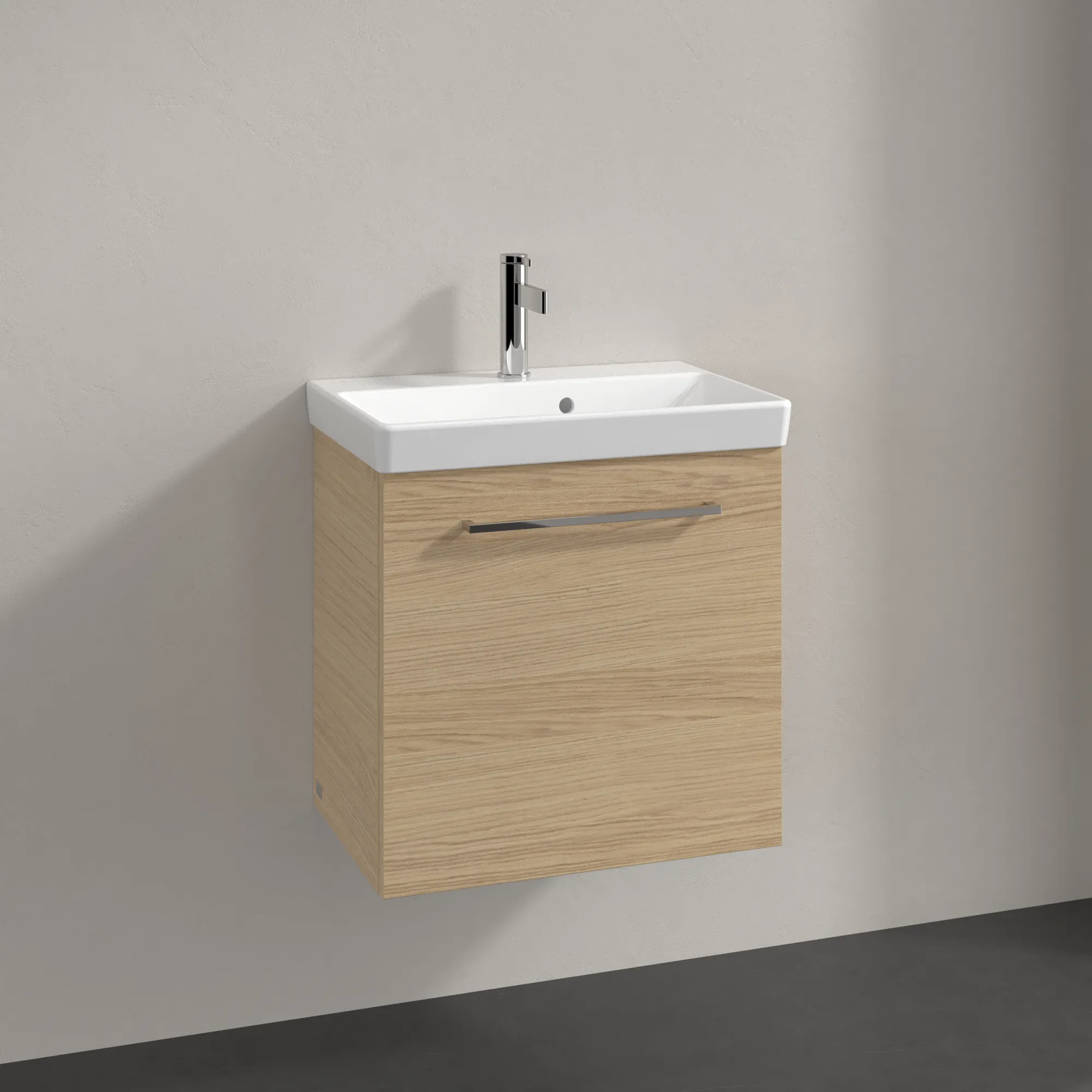 Villeroy & Boch Waschtischunterschrank mit Tür „Avento“ für Schrankwaschtisch 530 × 514 × 352 mm Nordic Oak, Anschlag rechts, Soft Closing, 1 Tür