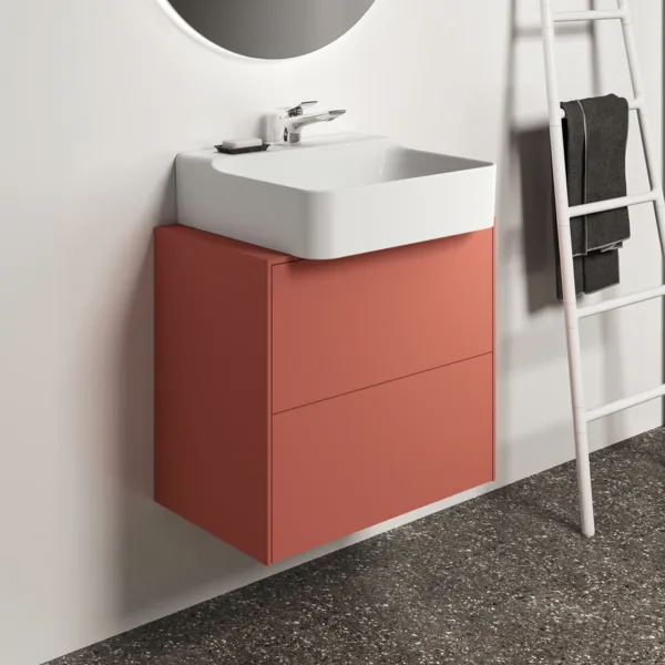 Ideal Standard Waschtischunterschrank Conca, 2 Auszüge, mittiger Ausschnitt, 602x373x550 mm, Sunset matt