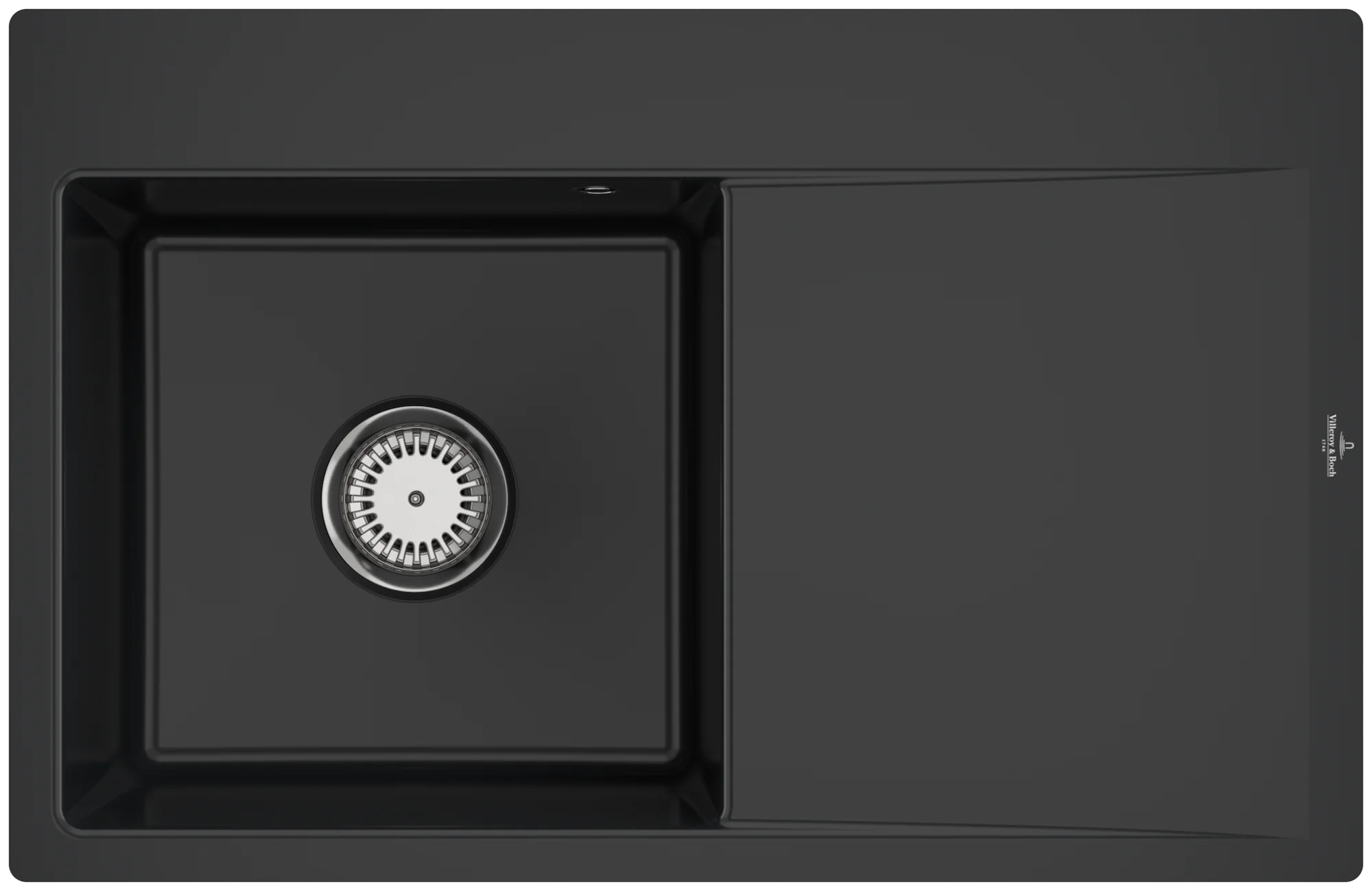 Villeroy & Boch Subway Style 45 Flat, flächenbündige Spüle, links, Pure Black, 780 x 510 mm