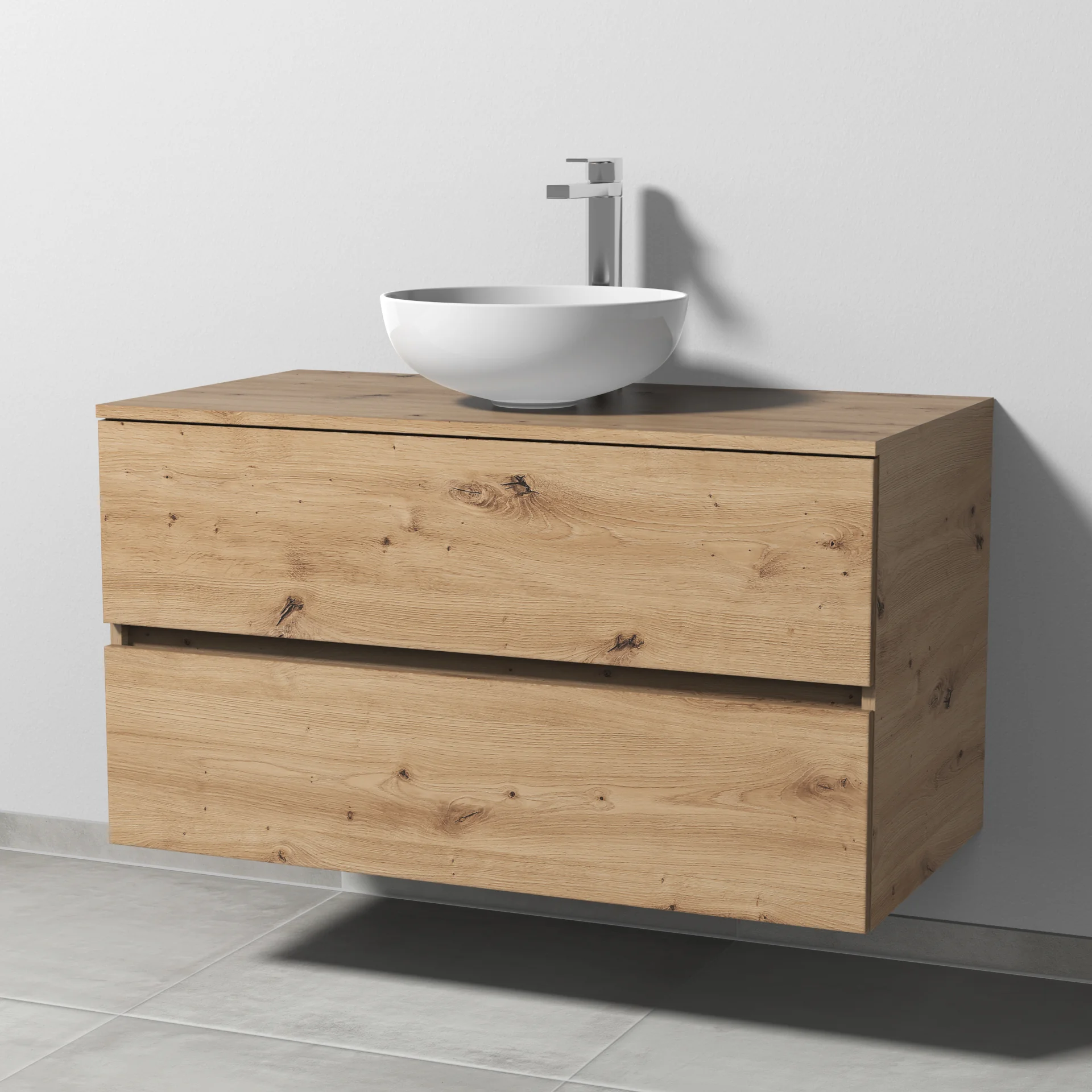 Sanipa Solo One WTU mit Auszügen, Keramik-Waschtisch Eloquo in Weiß-Alpin, 379 mm Durchmesser, 1.000 mm Breite, 520 mm Tiefe, Eiche-Natural-Touch Sanipa Solo One WTU mit Auszügen, Keramik-Waschtisch Eloquo in Weiß-Alpin, 379 mm Durchmesser, 1.000 mm Breite, 520 mm Tiefe, Eiche-Natural-Touch