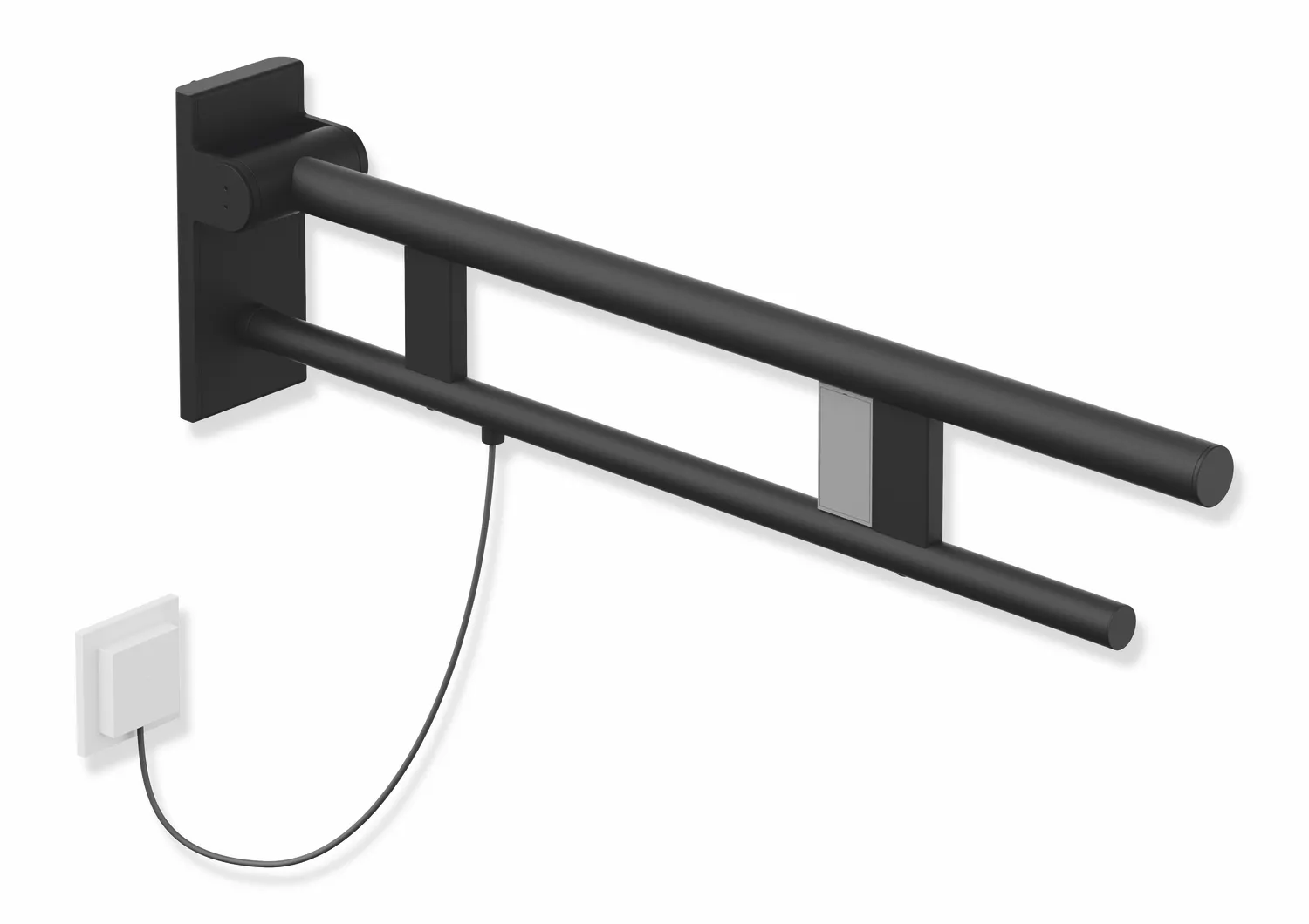 HEWI Stützklappgriff Duo Design A Edelstahl, 750 mm Ausladung, Schwarz tiefmatt HEWI Stützklappgriff Duo Design A Edelstahl, 750 mm Ausladung, Schwarz tiefmatt