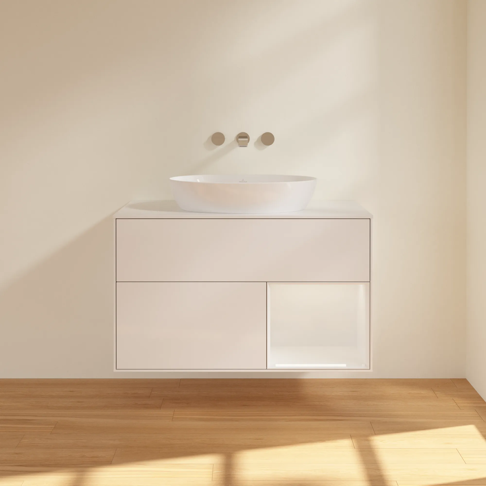 Villeroy & Boch Finion FA2 Waschbeckenunterschrank Glossy White Lacquer / Glass White Matt