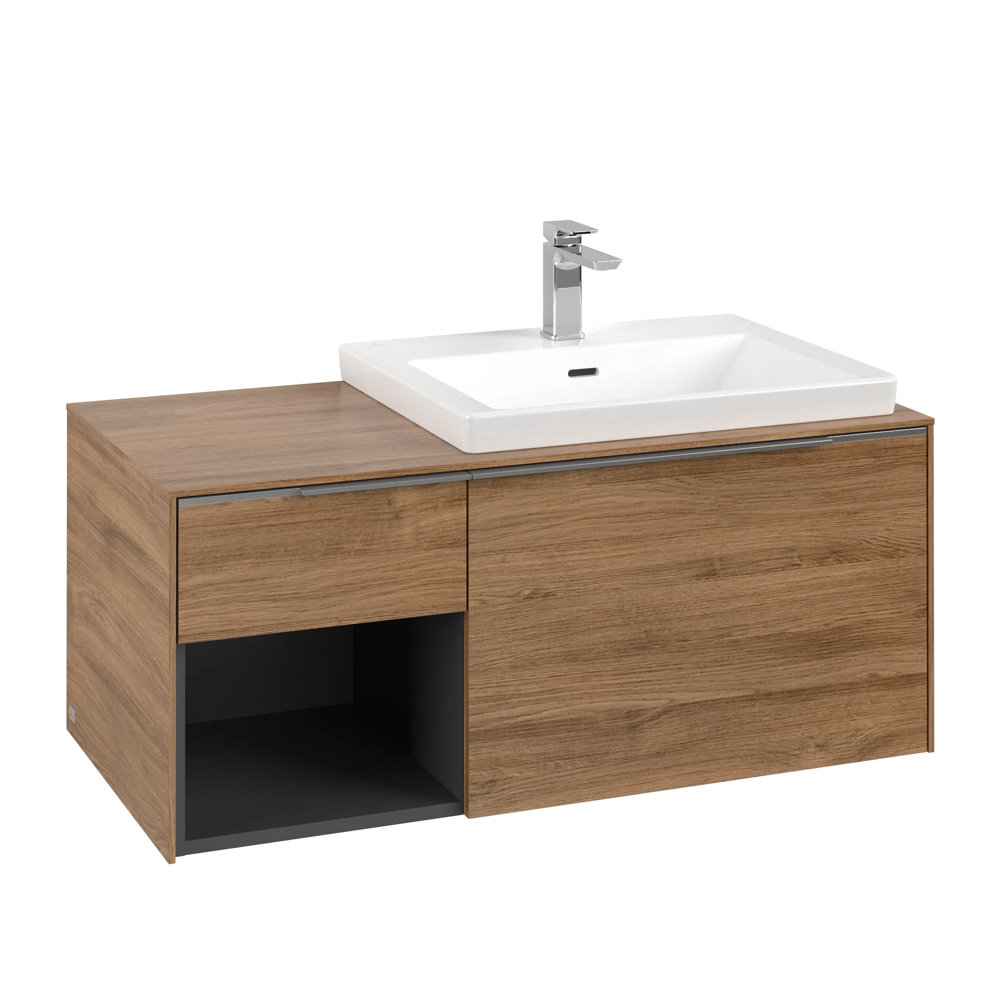 Villeroy & Boch Waschtischunterschrank mit Regalelement „Subway 3.0“ für Schrankwaschtisch 1001 × 423 × 516 mm Kansas Oak, für Becken rechts