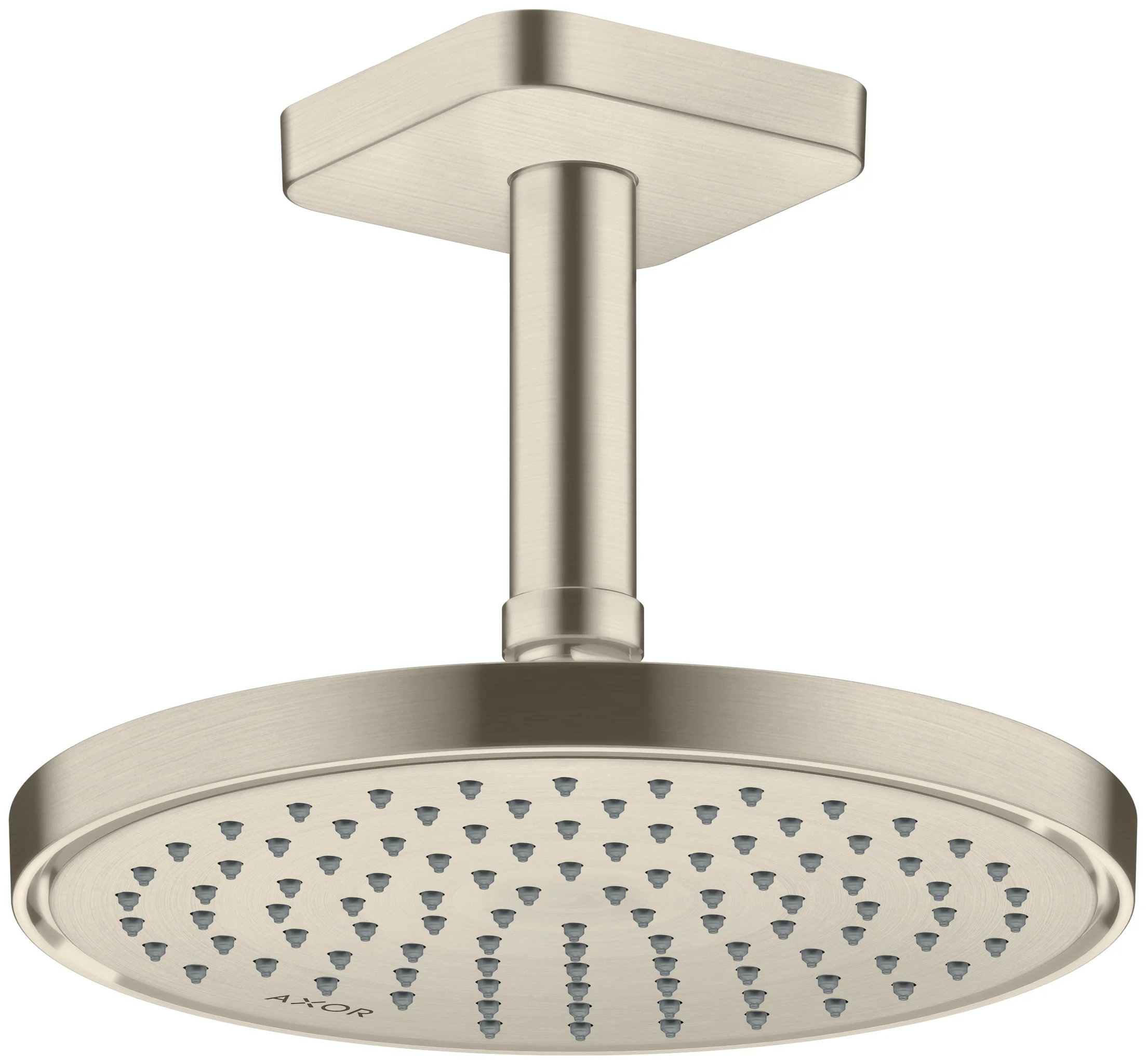 Hansgrohe AXOR ShowerSolutions Deckenanschluss 100 mm softsquare Brushed Nickel Aufputzmontage Messing G 1/2 Hansgrohe AXOR ShowerSolutions Deckenanschluss 100 mm softsquare Brushed Nickel Aufputzmontage Messing G 1/2