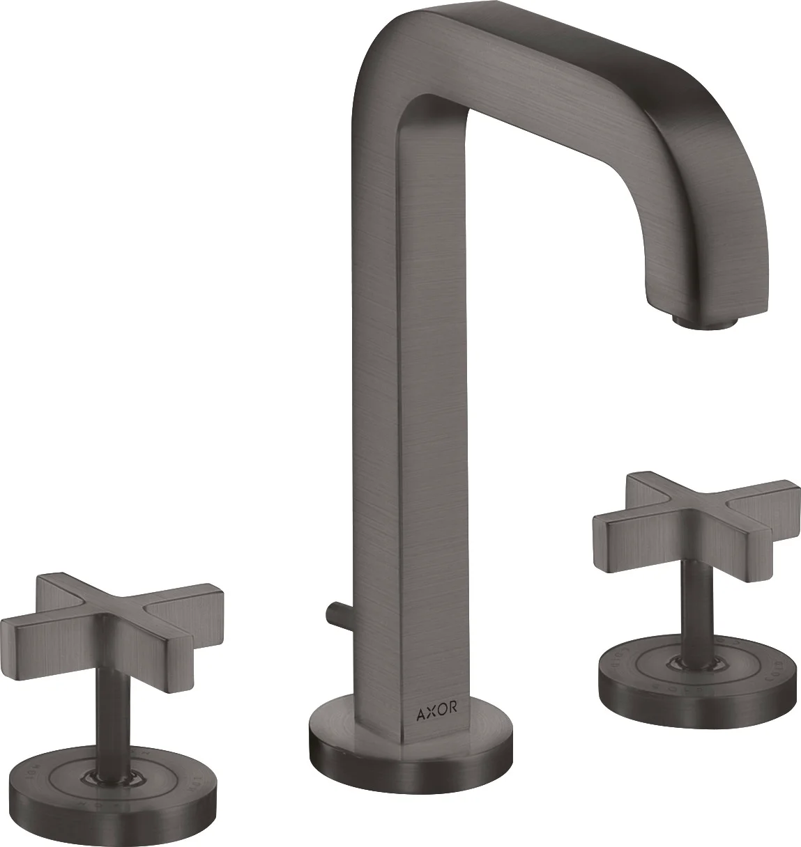 Hansgrohe AXOR Citterio 3-Loch Waschtischarmatur Brushed Black Chrome, ComfortZone 170, Ausladung 140 mm, Kreuzgriff