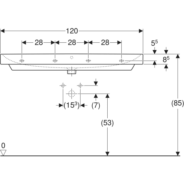 Wandwaschtisch „Smyle Square“, rechteckig, mit Überlauf 120 × 48 cm in weiß alpin Wandwaschtisch „Smyle Square“, rechteckig, mit Überlauf 120 × 48 cm in weiß alpin