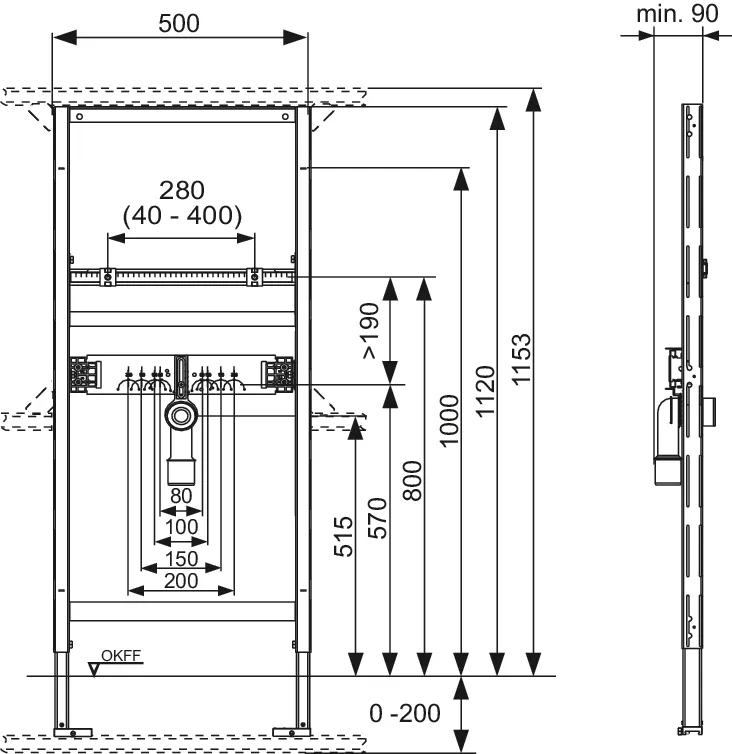 Waschtischmodul TECEprofil Bauhöhe 1120mm