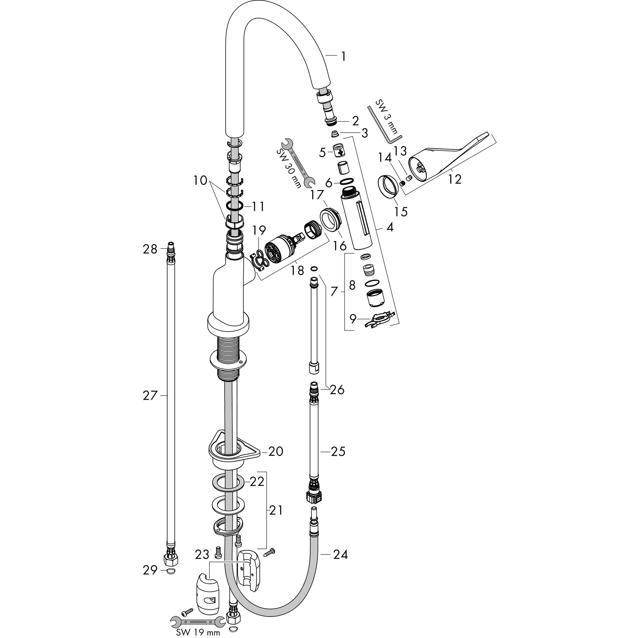 Hansgrohe AXOR Citterio Einhebel-Küchenmischer 250 EcoSmart, Chrom
