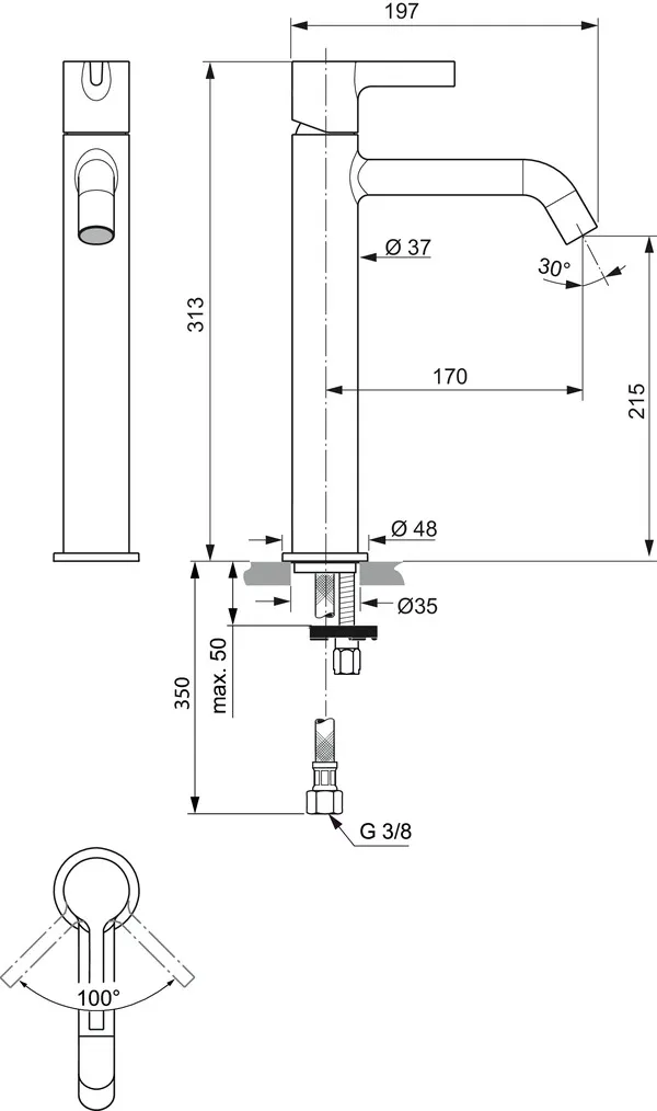 Einhand-Waschtischarmatur „Joy“ Ausladung 170 mm in Chrom