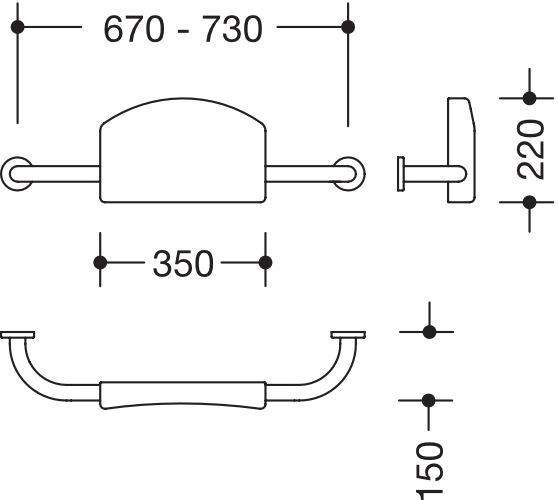 Rückenstütze Ser 805, Edelstahl, mit Rosetten BM211.2