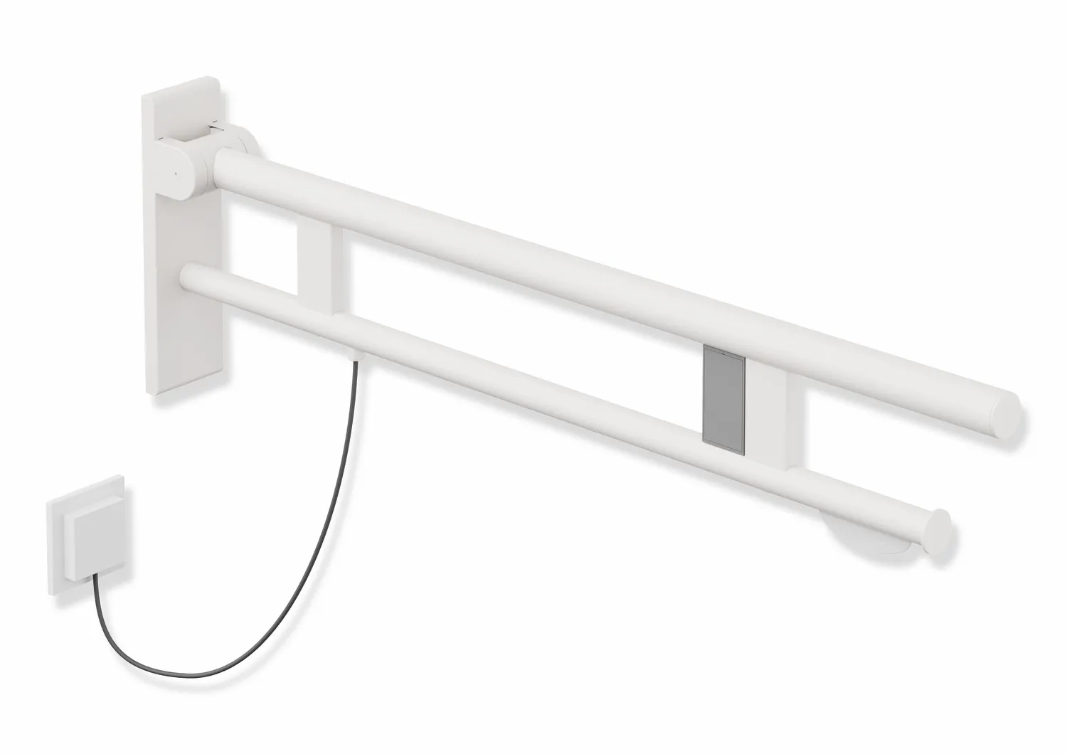 HEWI Stützklappgriff Duo Design B Edelstahl pulverbeschichtet 850 mm Ausladung