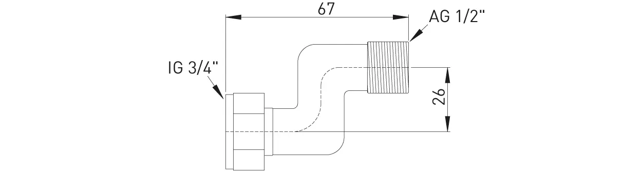 HG-TEC Heizkörper S-Anschluss Ms vern. 1/2″ Anschluss / 3/4″ ÜWM
