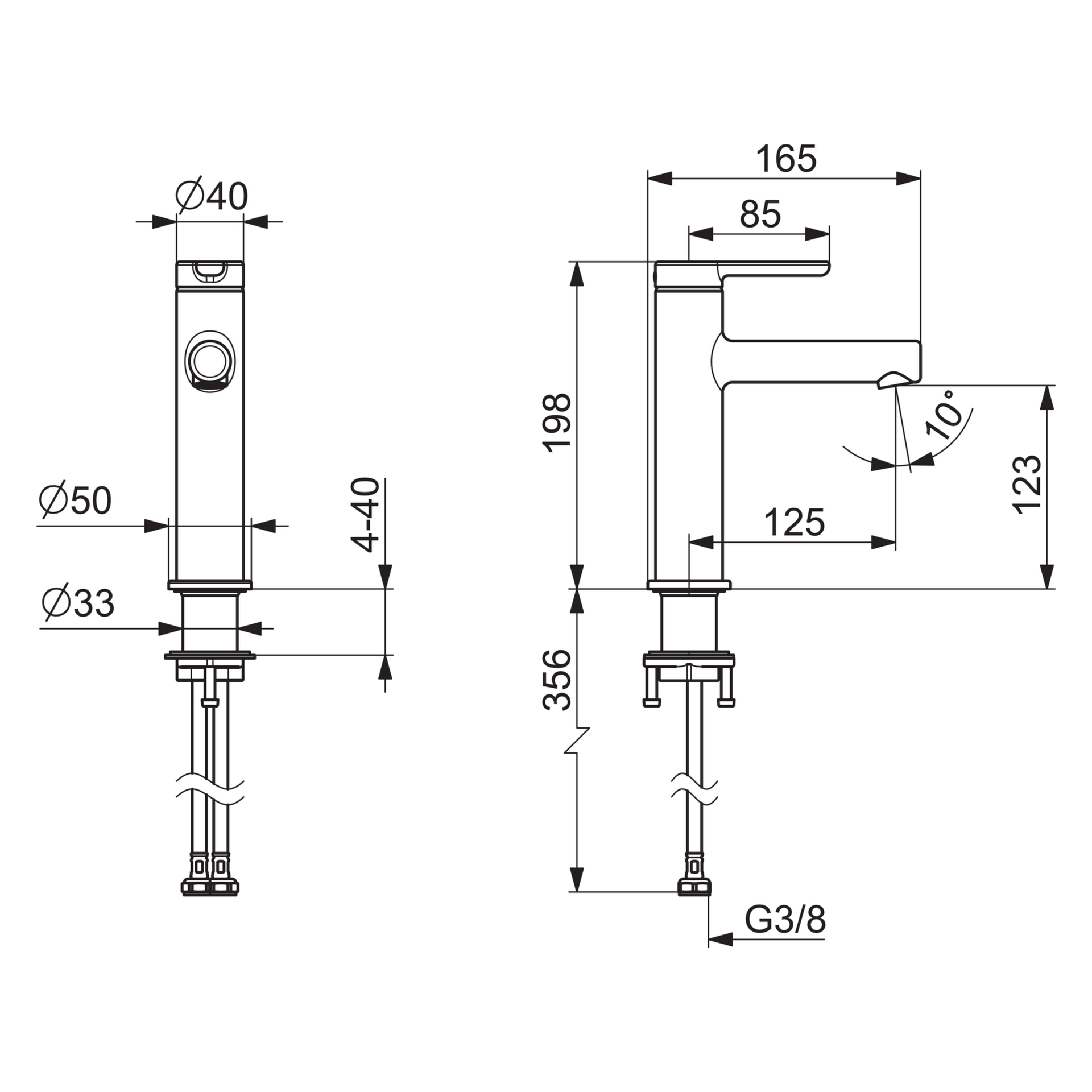 HA Einhebelmischer Waschtischbatterie HANSADESIGNO Style 5188 Ausladung 125 mm DN15 Chrom
