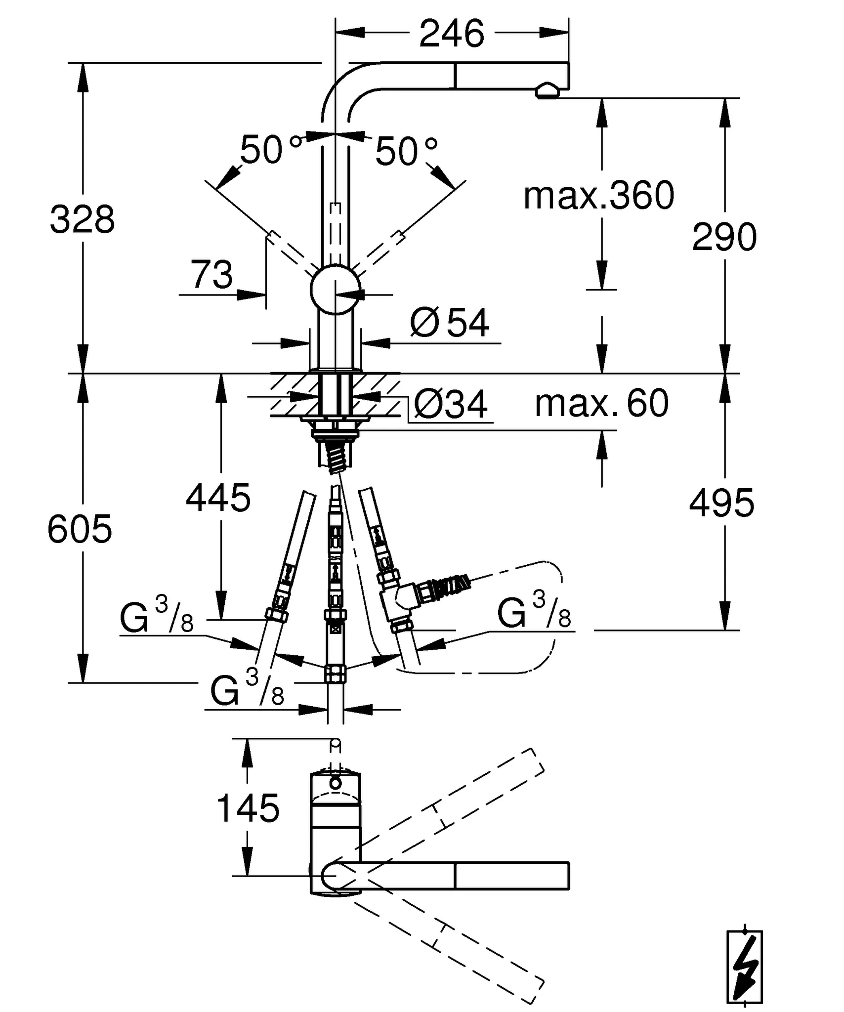 Grohe Minta Einhand-Spültischbatterie, ½, Niederdruck, L-Auslauf, Einlochmontage, chrom Grohe Minta Einhand-Spültischbatterie, ½, Niederdruck, L-Auslauf, Einlochmontage, chrom