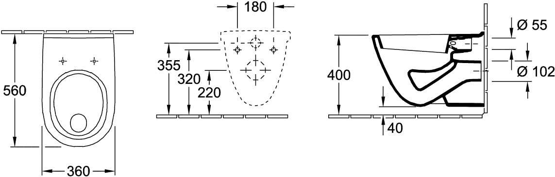 Flachspül-WC O.novo 566210, 360 x 560 x 380 mm, Oval, wandhängend, Abgang waagerecht, Weiß Alpin Flachspül-WC O.novo 566210, 360 x 560 x 380 mm, Oval, wandhängend, Abgang waagerecht, Weiß Alpin