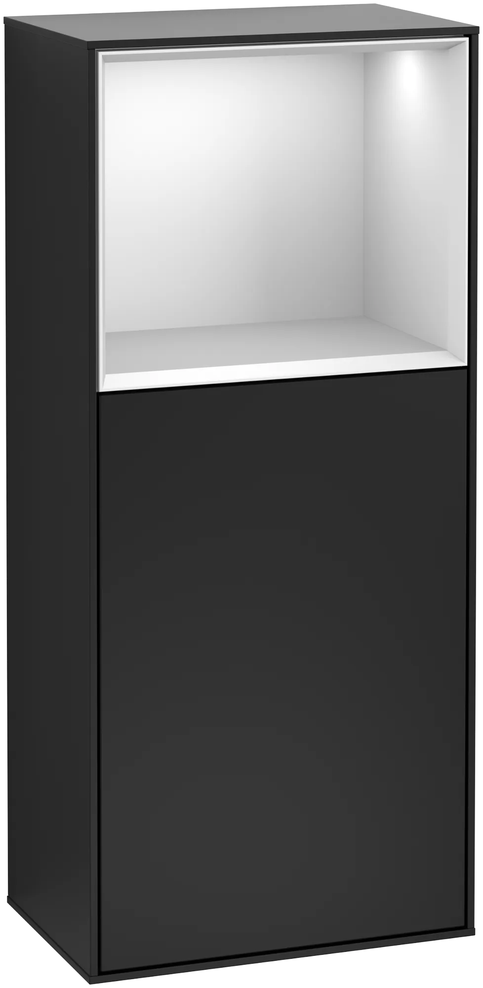 Villeroy & Boch Seitenschrank „Finion“ 41,8 × 93,6 cm 1 Tür, Anschlag links, mit Regalelement-Beleuchtung Anschlag links Villeroy & Boch Seitenschrank „Finion“ 41,8 × 93,6 cm 1 Tür, Anschlag links, mit Regalelement-Beleuchtung Anschlag links