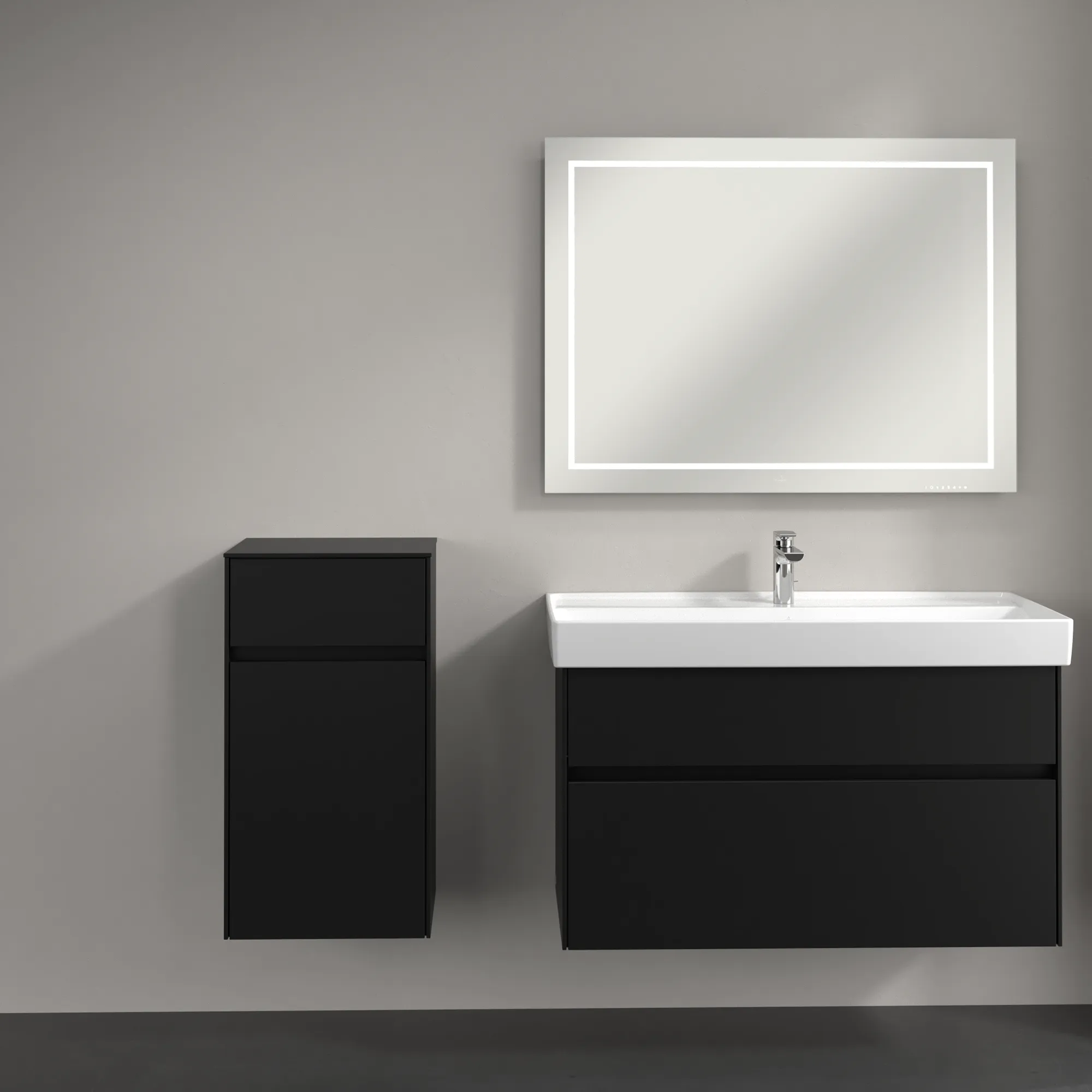 Villeroy & Boch Seitenschrank Collaro C03200, Volcano Black, 404x748x349 mm, 1 Tür, 1 Schublade mit SoftClosing, Wandmontage