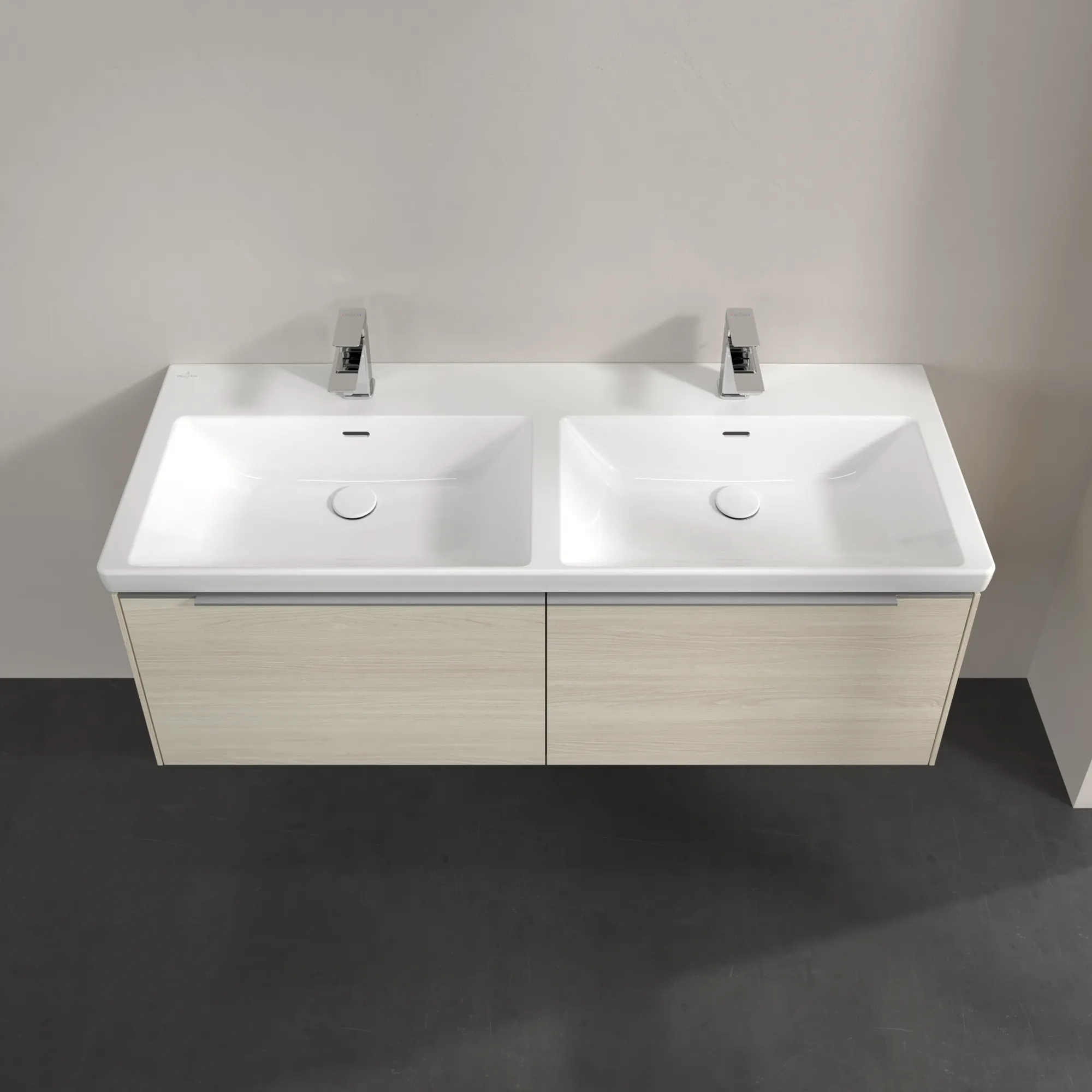 Villeroy & Boch Waschtischunterschrank „Subway 3.0“ für Schrank-Doppelwaschtisch 127,2 × 42,9 × 47,8 × 47,8 cm 2 Auszüge, Waschbecken mittig, mittig