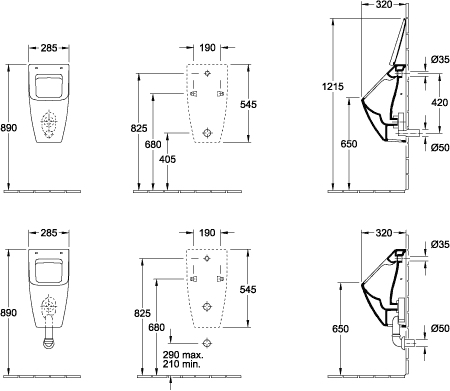 Absaug-Urinal DirectFlush „Venticello“, Befestigung verdeckt, ohne Zielobjekt, Zulauf verdeckt 28,5 × 32 × 54,5 cm in Ebony Absaug-Urinal DirectFlush „Venticello“, Befestigung verdeckt, ohne Zielobjekt, Zulauf verdeckt 28,5 × 32 × 54,5 cm in Ebony