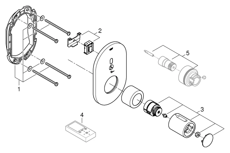 Infrarot-Elektronik für Brausethermostat Eurosmart Cosmopolitan E Special 36456, Fertigmontageset für UP-Einbaukasten 36458000 und 36459000, chrom