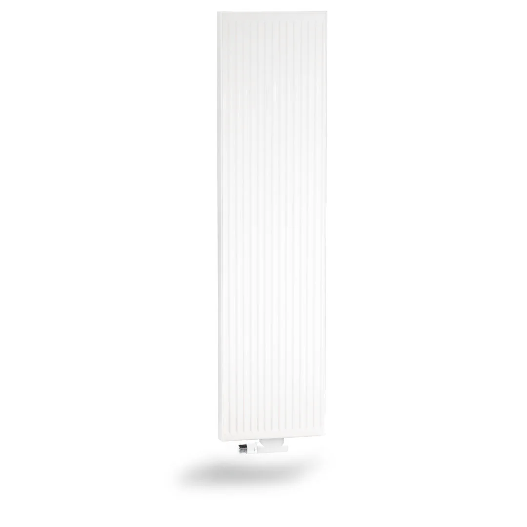 Flachheizkörper Verteo Profil Typ 10, HxLxT: 1200x300x61 mm, Farbe: Weiß RAL 9016 seidenglanz, 10 bar, Abdeckung: ohne, Wärmeleistung 75/65-20: 435 Watt, Winkelkonsole kurz