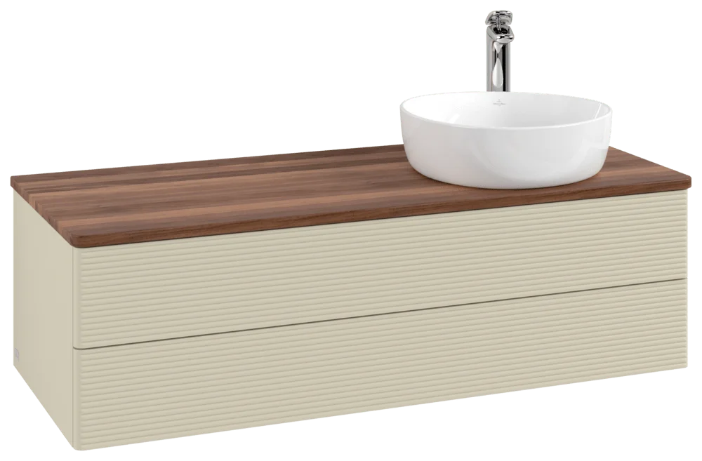 Villeroy & Boch Antao Waschbeckenunterschrank K23_5, 1200 x 360 x 500 mm, Holz, Silk Grey Matt Lacquer / Warm Walnut Villeroy & Boch Antao Waschbeckenunterschrank K23_5, 1200 x 360 x 500 mm, Holz, Silk Grey Matt Lacquer / Warm Walnut