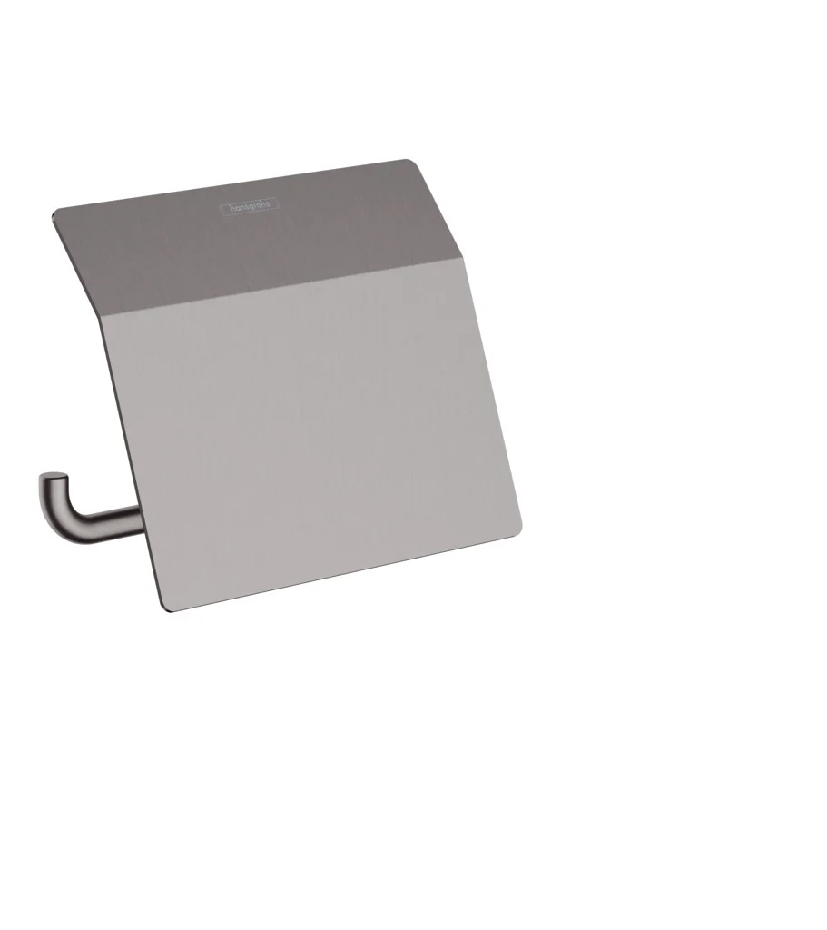Hansgrohe AddStoris Q Papierrollenhalter mit Deckel, Brushed Black Chrome, Wandmontage, Metall, verdeckte Befestigung Hansgrohe AddStoris Q Papierrollenhalter mit Deckel, Brushed Black Chrome, Wandmontage, Metall, verdeckte Befestigung