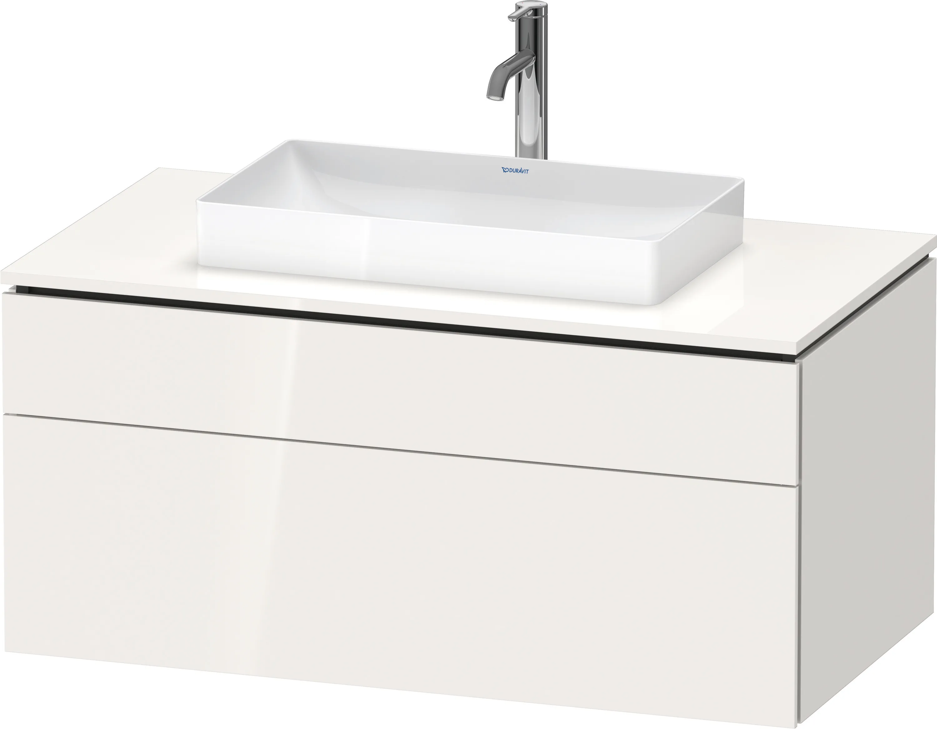 Duravit Waschtischunterschrank wandhängend „L-Cube“ 102 × 48,2 × 55 cm Weiß Hochglanz, mittig Duravit Waschtischunterschrank wandhängend „L-Cube“ 102 × 48,2 × 55 cm Weiß Hochglanz, mittig