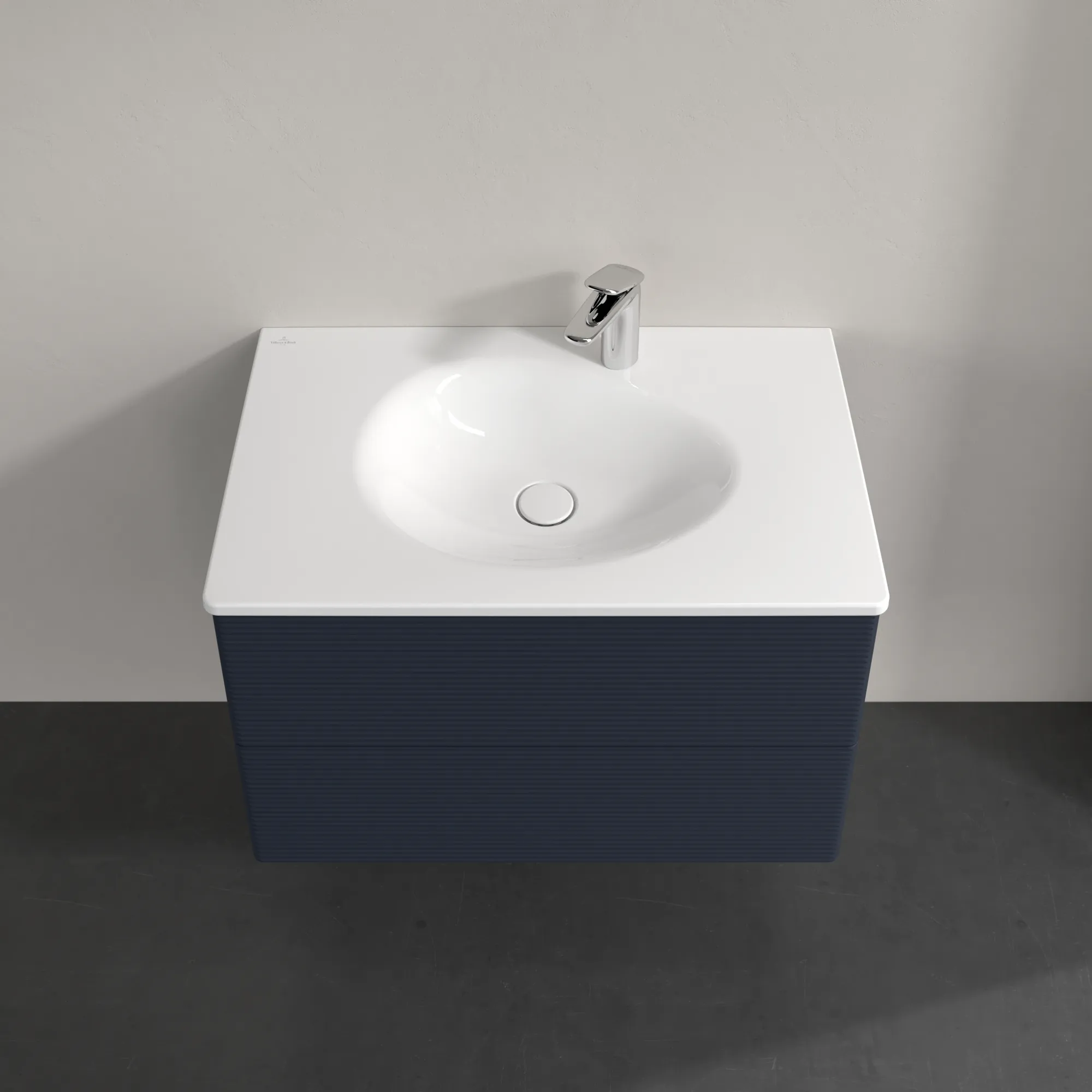 Villeroy & Boch Waschtischunterschrank für Schrankwaschtisch „Antao“ 788 × 504 × 496 mm Midnight Blue Matt Lacquer, für Becken mittig, mit Beleuchtung Villeroy & Boch Waschtischunterschrank für Schrankwaschtisch „Antao“ 788 × 504 × 496 mm Midnight Blue Matt Lacquer, für Becken mittig, mit Beleuchtung