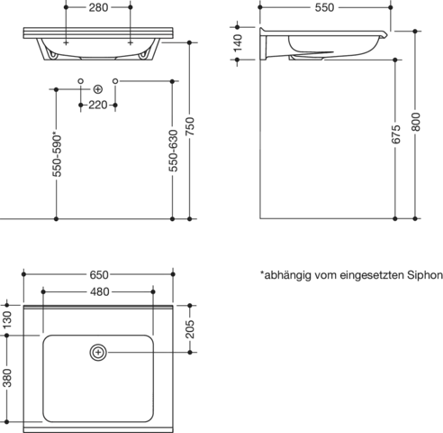 HEWI Waschtisch PG87, alpinweiß, 650x550mm HEWI Waschtisch PG87, alpinweiß, 650x550mm