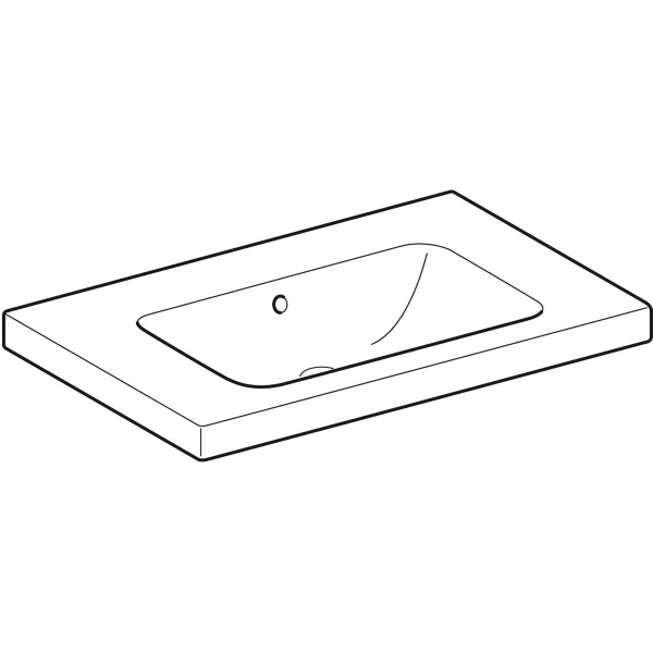 Wandwaschtisch mit Ablagefläche „iCon Light“, rechteckig, Ablagefläche links und rechts, mittig 75 × 48 cm mit KeraTect®