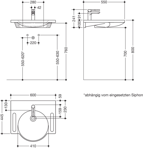 Set-Waschtisch und Armatur 60 × 55 × 10 cm in Senfgelb