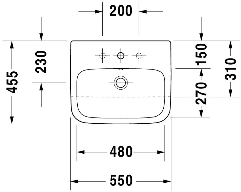 Einbauwaschtisch „DuraStyle“, mit Überlauf, Hahnlochposition mittig Einbauwaschtisch „DuraStyle“, mit Überlauf, Hahnlochposition mittig