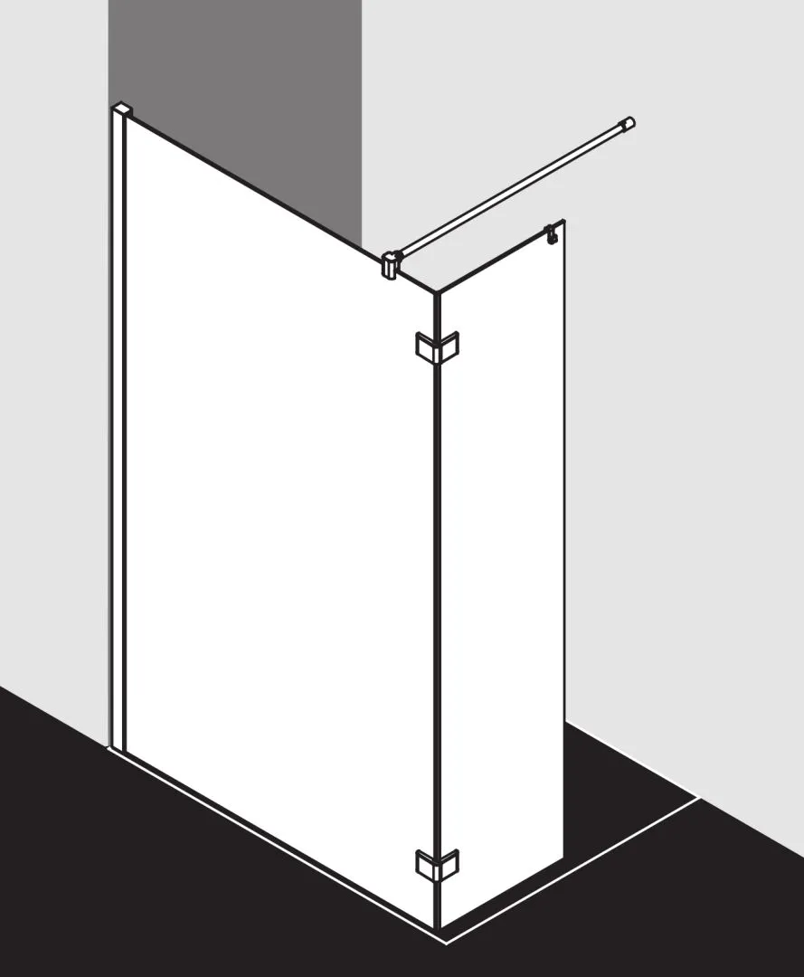 Kermi Duschdesign MENA WBRL, WALK-IN Wall mit Festfeld im Winkel, Anschlag links, H 2000 mm, Wanneneinbaumaß 785-805 mm, Glasaußenkante 760-780 mm, Silber Hochglanz