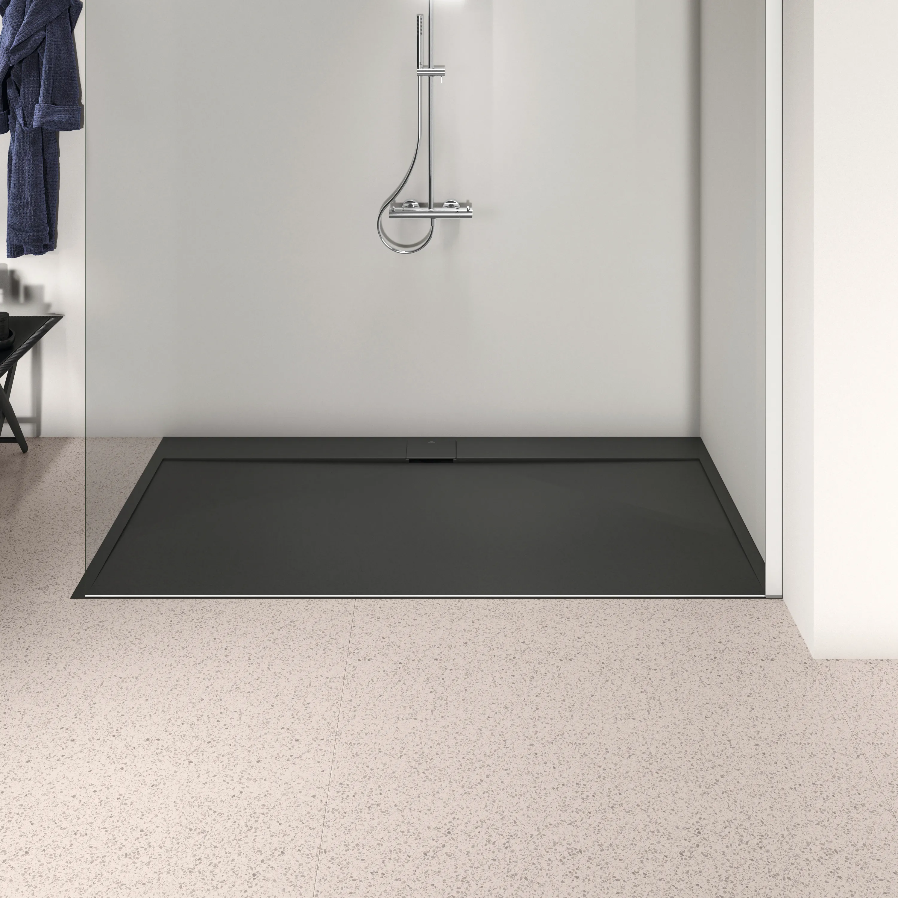 Ideal Standard Rechteck-Brausewanne Ultra Flat S i.life in Schiefer, 2000x1000x30 mm, rutschfest, Ideal Solid Mineralguss