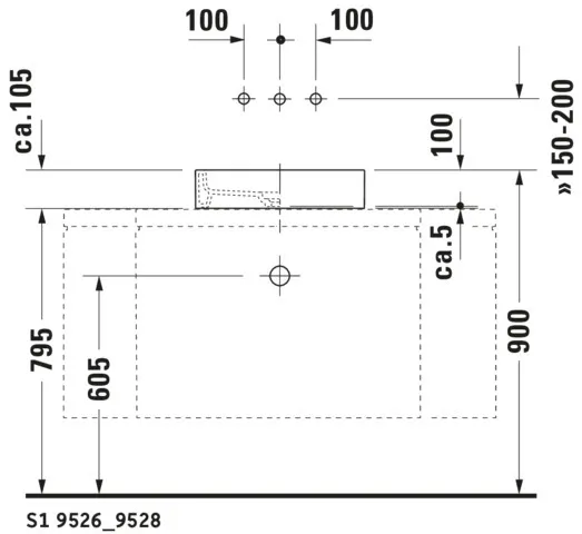 Aufsatzwaschtisch „Starck 1“, ohne Überlauf, Hahnlochposition mittig