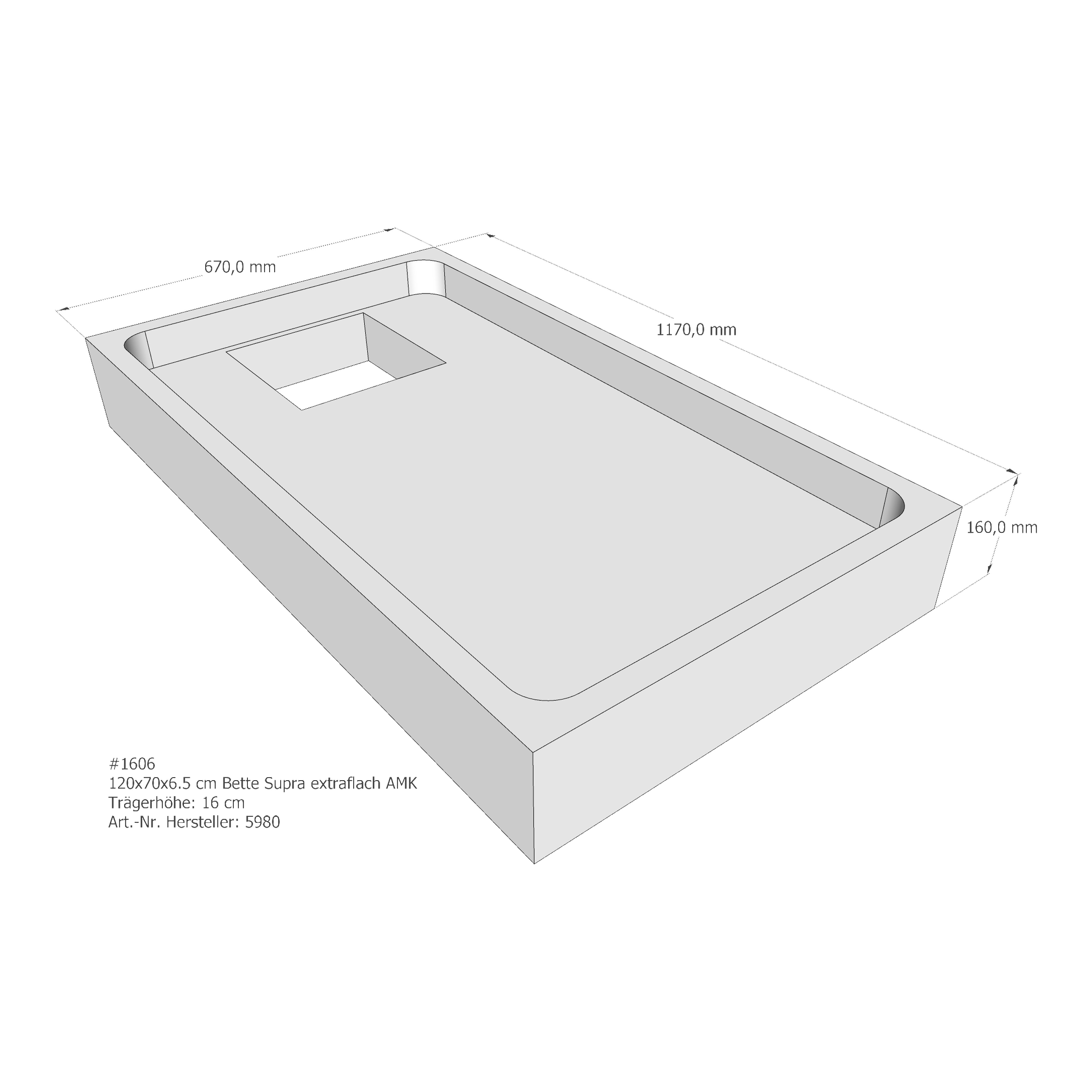Duschwannenträger für Bette Supra (extraflach) 120 × 70 × 6,5 cm Duschwannenträger für Bette Supra (extraflach) 120 × 70 × 6,5 cm