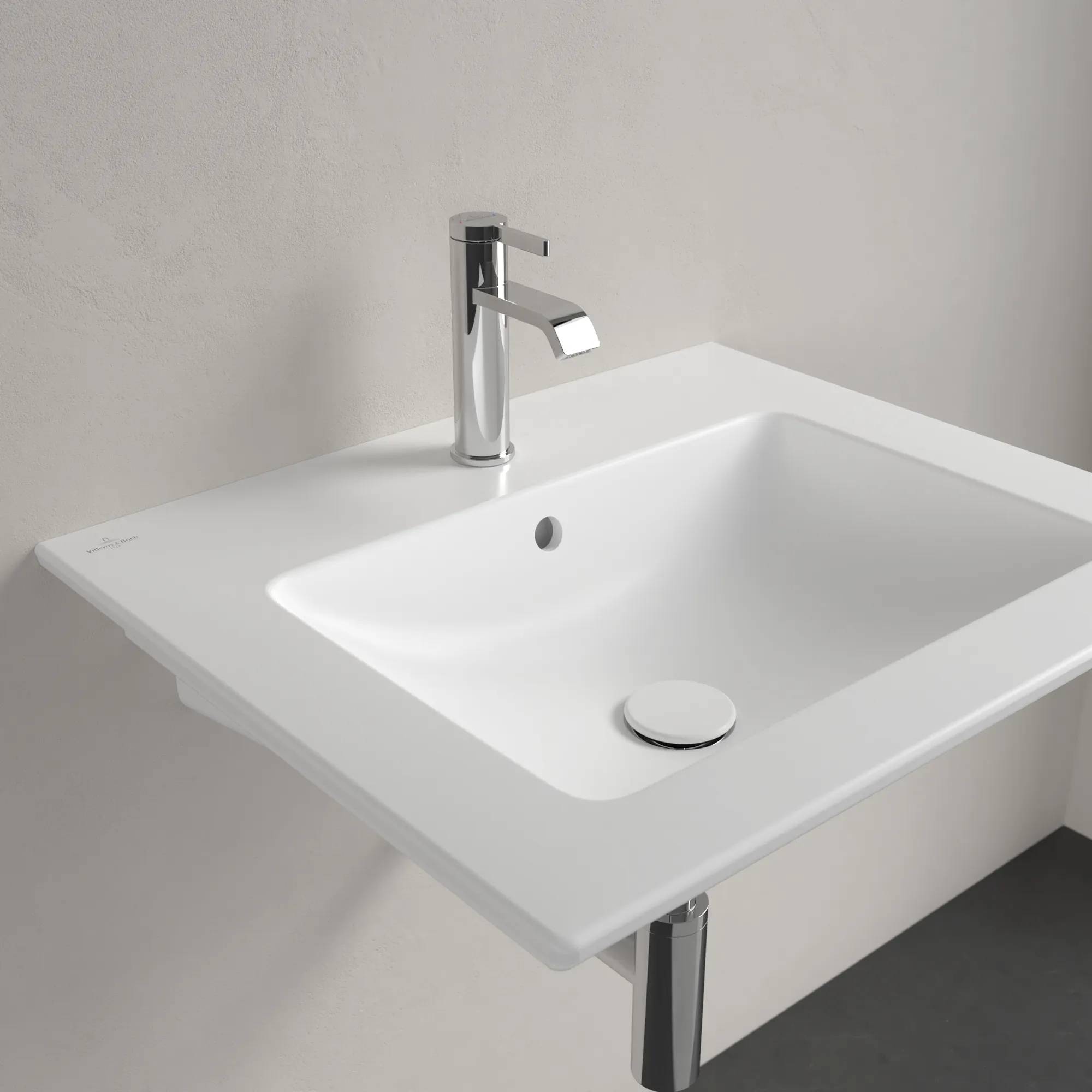 Villeroy & Boch Venticello Waschbecken 4124G6, 600x500x165mm, Stone White CeramicPlus, Wandmontage mit Überlauf, matt, Sanitärkeramik Villeroy & Boch Venticello Waschbecken 4124G6, 600x500x165mm, Stone White CeramicPlus, Wandmontage mit Überlauf, matt, Sanitärkeramik