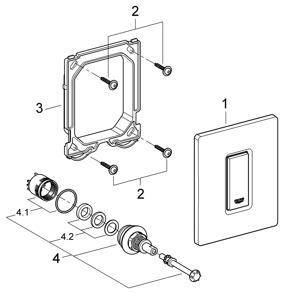 Urinal-Betätigung Skate Cosmopolitan 38784, 116 x 144 mm, Fertigmontageset für Rapido U oder Rapido UMB, chrom